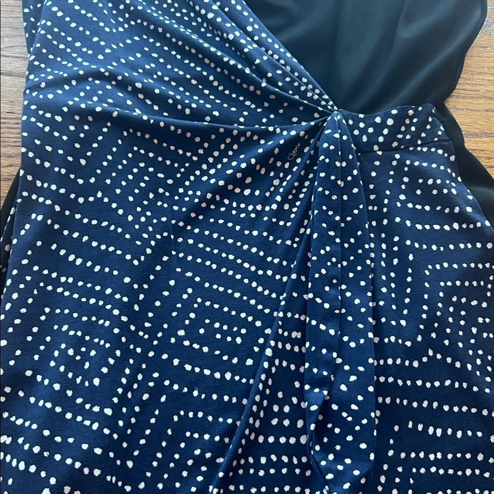 Diane Von Furstenberg Black and Blue Polka Dot Dress Size 6 - Picture 10 of 10